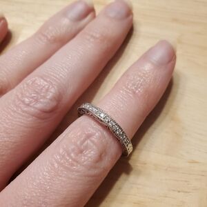 Unique White Gold Band with Sparkling Accents